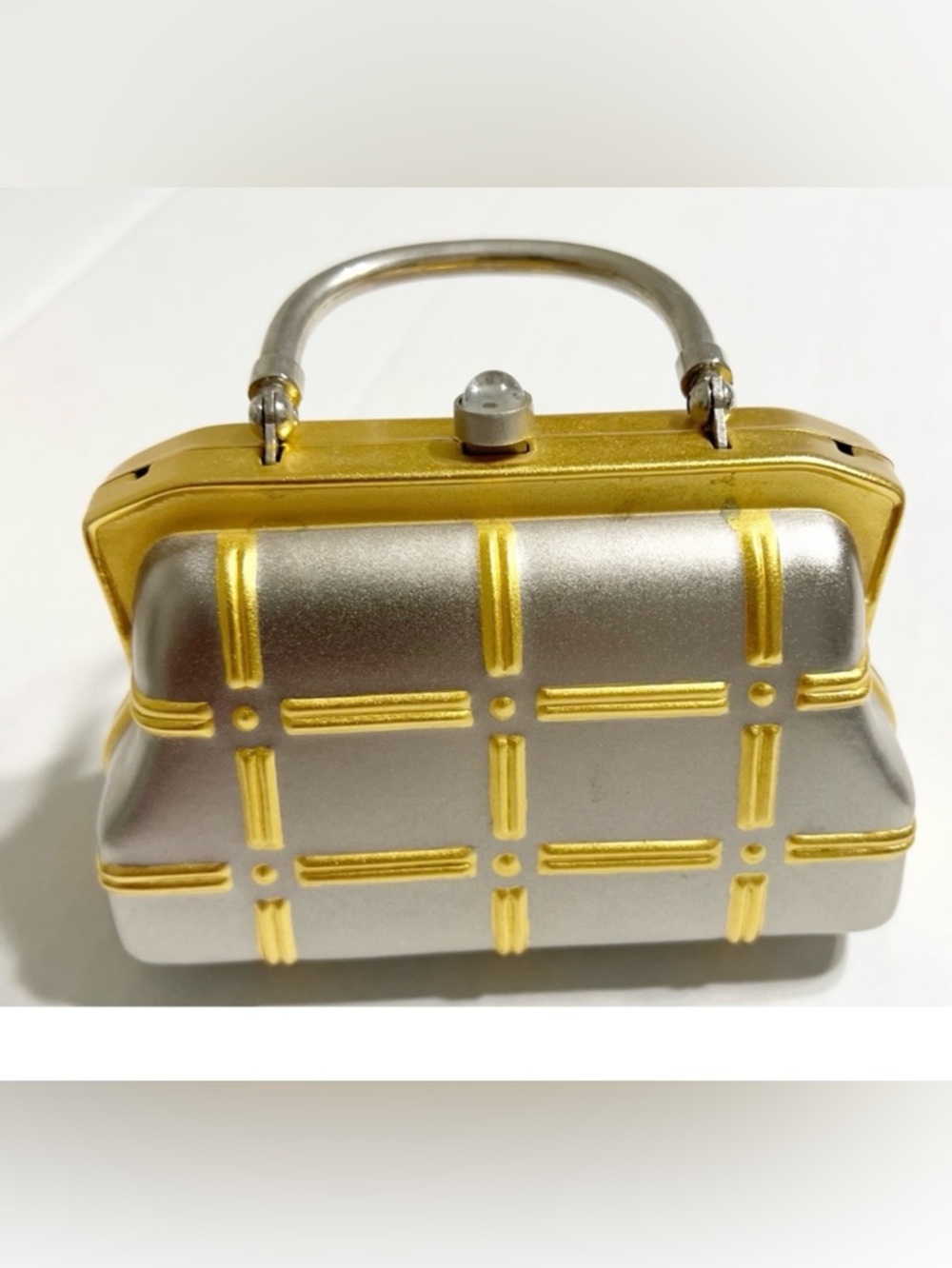 Ziba Mini Metallic Silver and Gold Top-Handle Mini Bag Occasion Silver Micro 4x3